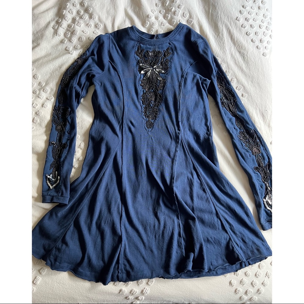Free People long sleeve beaded dress